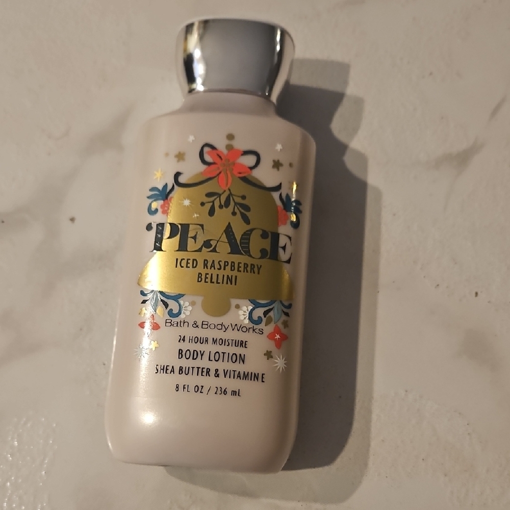 Bath & Body Works Peace Iced Raspberry Bellini Body Lotion - Cream and Gold